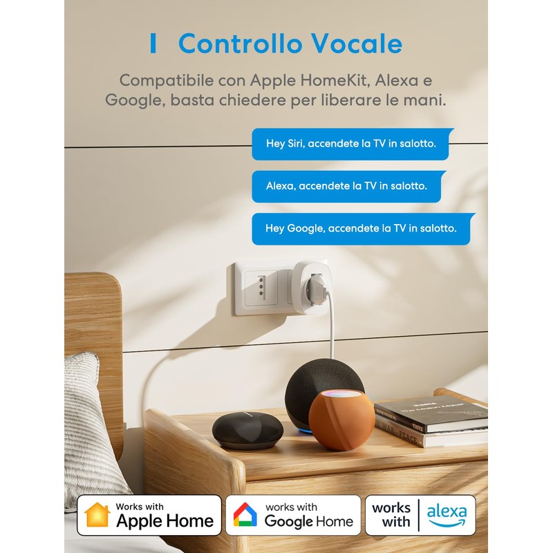Meross Italian WiFi Smart Power Socket with Energy Monitor, Smart