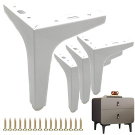 Autuwintor Metal Furniture Legs 4 Inch, Modern Style Triangle White Sofa Legs,Cough Legs,Coffee Table Legs,Legs for Couch Chair Ottoman Replacement,4 Pcs (4 inch, White)