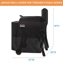 Jiesuo Grill Cover for Traeger 22 & Pro 575 Series Grills, Heavy Duty Waterproof Wood Pellet Grill Cover, Special Zipper Design
