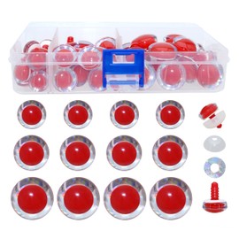 BESTCYC 1Box(120pcs)14mm/16mm/18mm 3D Laser Glitter Safety Eyes Red Pupils Rabbit Crochet Safety Eyes with Washers for DIY Making or Repair of Amigurumi Stuffed Animal,Doll,Toy, Crochet, Supplies