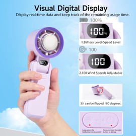Portable Handheld Turbo Fan, 3 IN 1 High-Speed(1-100) Adjustable Mini Fan Up to 14H Cooling Time, 3600mAh Rechargeable, Digital Display, Personal Pocket Fans for Outdoor , Camping, Travel, Working