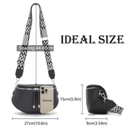 JSDOST Bum Bag Women's Small Crossbody Bag Shoulder Bag Women's Handbag Vegan Leather Bag, black