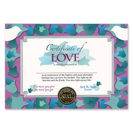 Beistle Certificate Of Love, 5" x 7", 6 Per Package