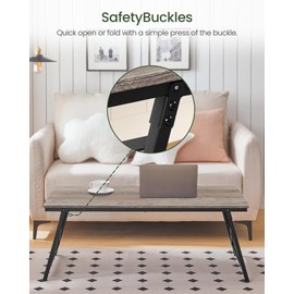 CHOEZON 41.3" Folding Coffee Table with Safety Buckles, Low Coffee Table, Portable Floor Table, for Sitting on The Floor, for Living Room, Bedroom, Balcony, Caravan, Greige and Black TKF01BG