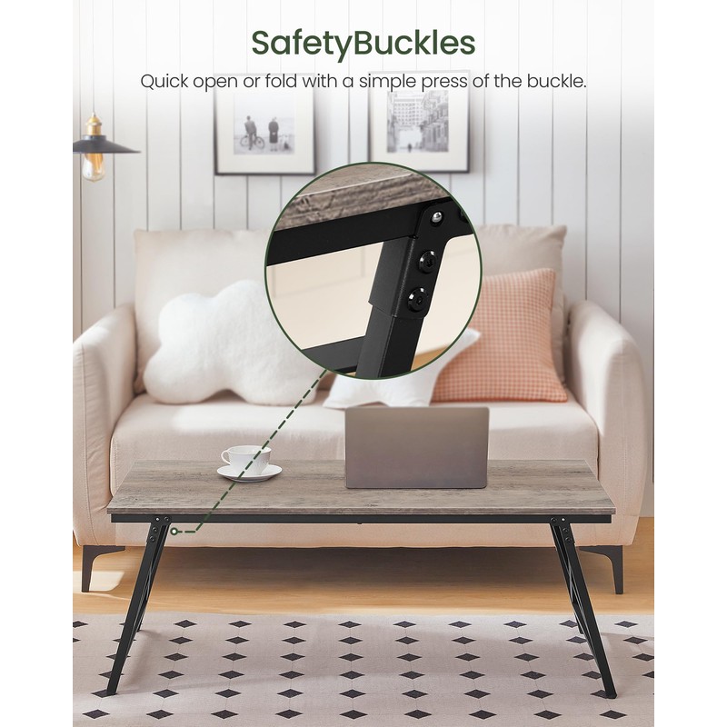 CHOEZON 41.3" Folding Coffee Table with Safety Buckles, Low Coffee