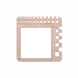 Fokmuaex Wooden Knitting & Crochet Hook Gauge Tool - 2-15mm Multi-Size Needle Ruler with Measurement Guide, Durable Knitting Needle Size Checker for Yarn Crafts Accessories