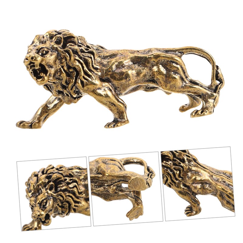 iplusmile Metal Lion Ornament Realistic Lion Figurine for Home Decor