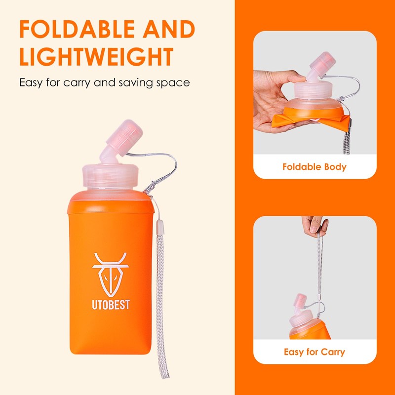 UTOBEST Soft Flask TPU, Collapsible Water Bottle Foldable Bottle for