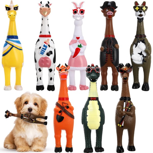 Suilung 8 Pcs Rubber Chicken Dog Toy Large Squeaky Screaming