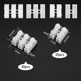 65 Pcs Spring Wire Connectors, Spring Clamp Terminal Cable Clamp Connector, CH-2 Electrical Cable Connectors Block, 2 Pin Push-in Quick Terminal Wire Cable Connector Wiring Terminal Spring Clamps