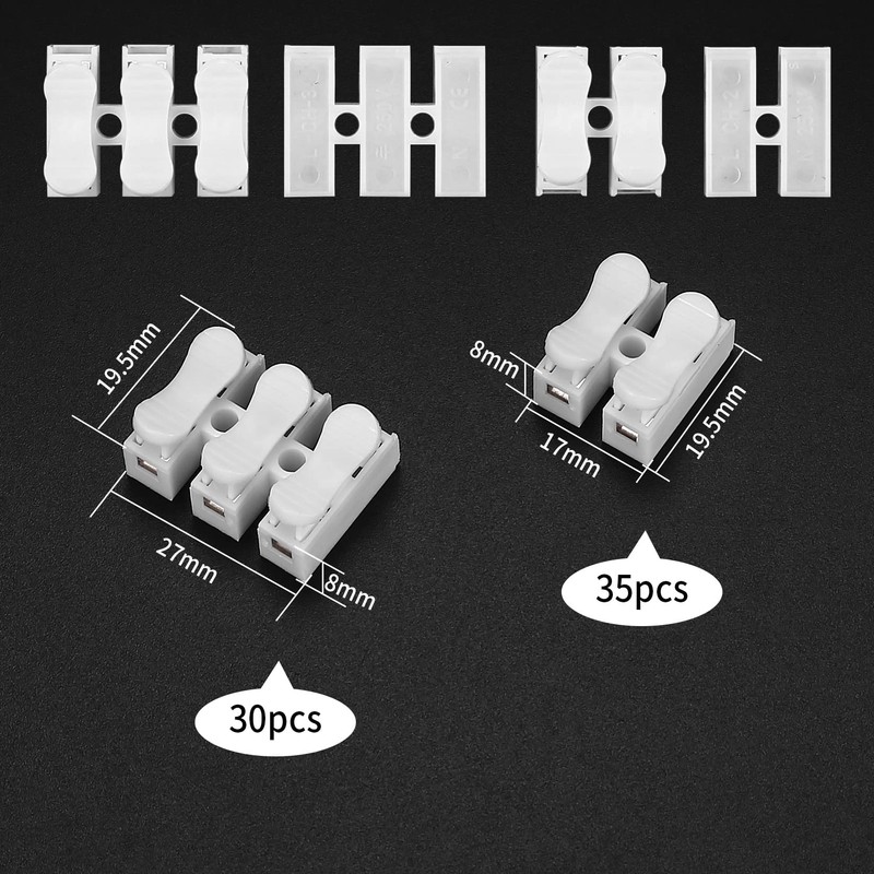 65 Pcs Spring Wire Connectors, Spring Clamp Terminal Cable Clamp
