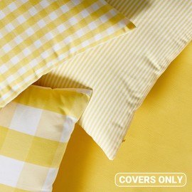 CARRIE HOME Yellow Gingham Checkered Throw Pillow Covers 18x18 Set of 2, Neutral Modern Farmhouse Yellow Outdoor Pillows 18 x 18 for Porch Patio Furniture (No Pillow Inserts)