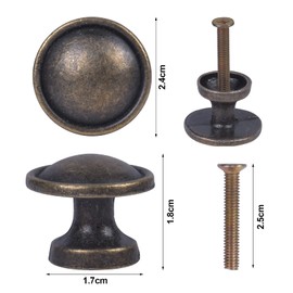Drawer Knobs, 12Pcs Vintage Bronze Cabinet Knobs 24mm Round Mushroom Shaped Furniture Knobs Likes Cabinet Knobs Kitchen Cupboard Knobs with Screws Drawer Knobs Pull Handle for Kitchen Bathroom Bedroom