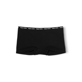 Happy Nation Comfy Cotton Logo Boyshort Underwear, Pure Black Leopard, X-Large