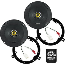 KICKER Speakers 6.5 inch for Dodge Durango 2014-2024 Upgrade Kit - Pair of CS Series with Adapters and Harness, Coaxial 6 1/2 Car Audio Rear Door Speaker CSC654, 46CSC654