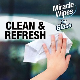 MiracleWipes for Glass, Disposable and Streak Free Cleaning Wipes for Mirrors, Windows, Kitchen, Home, and Auto, Includes Microfiber Towel - 60 Count Kit