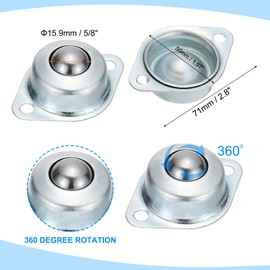 PATIKIL 5/8" Roller Ball Transfer Bearing, 4 Pcs Unit Round Ball Transfer Carbon Steel Casters for Conveyor Stand Transmission Furniture with Screw