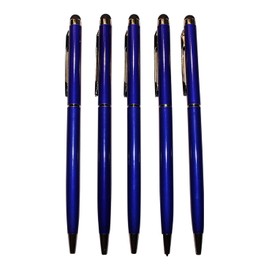 Dealbude24 5 x Dark Blue 2-in-1 Touch Display Ballpoint Pen Stylus Pen Slim Pen