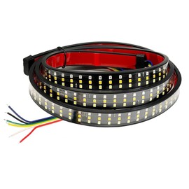 Led Tailgate Light Bar 60 inch, Triple Row Truck Tailgate Light Bar Red Brake Running White Reverse Turning Signals No Need Drill Wire for Pickup Trailer (60" 3 Row)