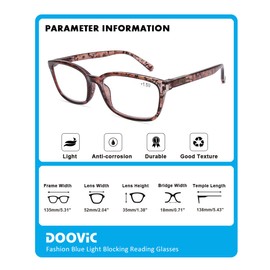 DOOViC 4 Pack Computer Reading Glasses Blue Light Blocking Anti Eyestrain Spring Hinge Stylish Readers for Women 2.00 Strength