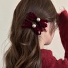 ベロア リボン ヘアアクセ 黒 ヘアクリップ 子供 2個セット 小さめ 髪飾 前髪