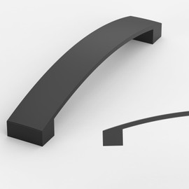 Amerdeco UK0021 Furniture Handles, Black, 128 mm Hole Spacing, Aluminium Alloy Drawer Handles & Cabinet Handles for Kitchen Cabinets & Wardrobes, Pack of 10