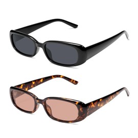 HERJOUR Rectangle Retro Trendy Sunglasses Womens Mens 90s Classic Vintage Narrow Sun Glasses AR82269