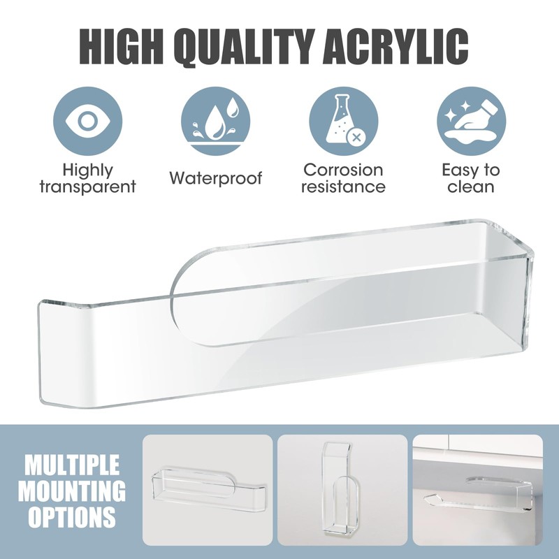 NiHome Wall Mount Clear Acrylic Hand Towel Racks 2-Pack for