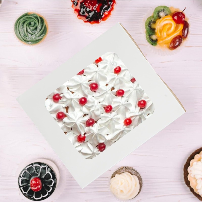 fwipiyo 30 Pcs Cake Boxes 10 Inch with Window Clear