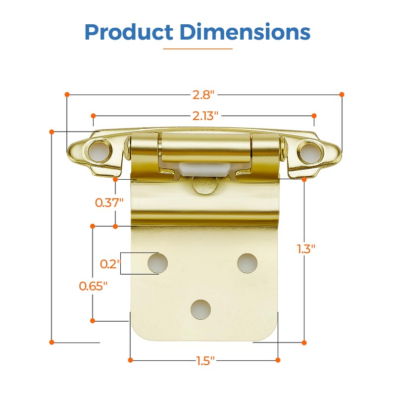 JOYDECOR 60 Pack 30 Pairs 3/8 Inch Overlay Gold Cabinet