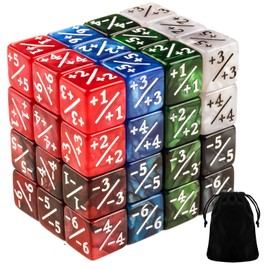 48 PCS MTG Dice Counters Buff Token Dice Loyalty Dice Commander Buff Tokens 6 Sided Dice Set for MTG, TCG, Card Games Accessories