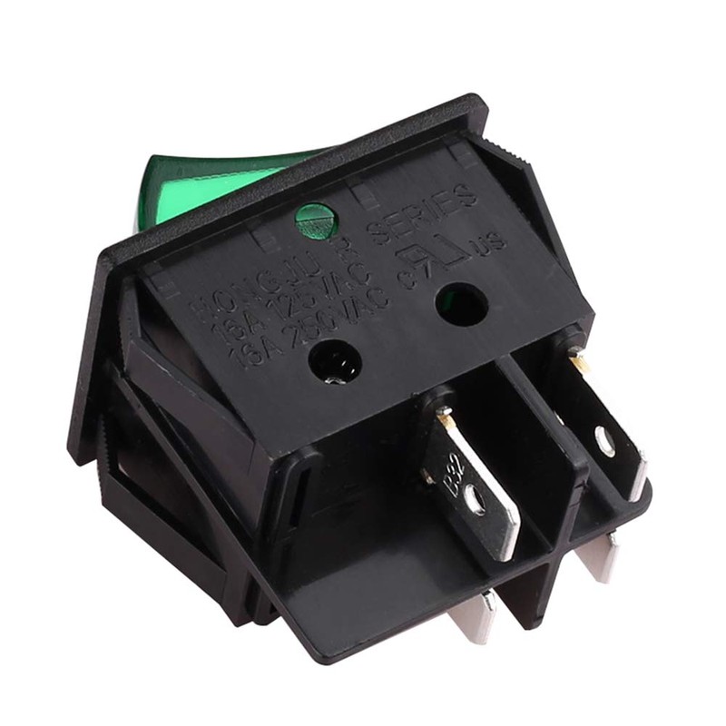 CLDIY DPST 4 Pins 2 Position On/Off Green LED Light