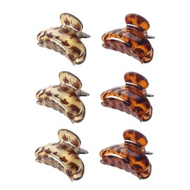Beavorty 6pcs Vintage Leopard Printed Hair Jaw Clips for Women Stylish Clips for Curly Straight Hair Random Colors