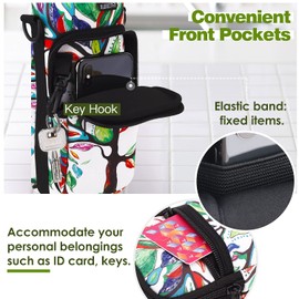 Nuovoware Water Bottle Carrier Bag, 25oz/32oz Bottle Pouch Holder, Adjustable Shoulder Hand Strap 2 Pocket Sling Neoprene Sleeve Sports Water Bottle Bag for Men Women Hiking Travelling, Lucky Tree