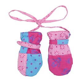 Shu-Shi Baby Toddler Girl Mittens Soft Warm Fleece Interior and String Attached,12 - 18 Months,Patchwork Pink