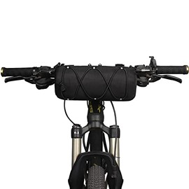 Kosibate Bike Handlebar Bag,Bicycle Handlebar bag,Bike Frame Bag with Shoulder Strap,Bicycle Front Bag Fram Storage Roll Bag Mountain Road Bikes Bicycle Accessories , Bike Pouch for Bicycle (Black)