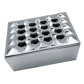 Polished Metal Square Grid Cigar Herf Ashtray - Unique Style & Design NEW