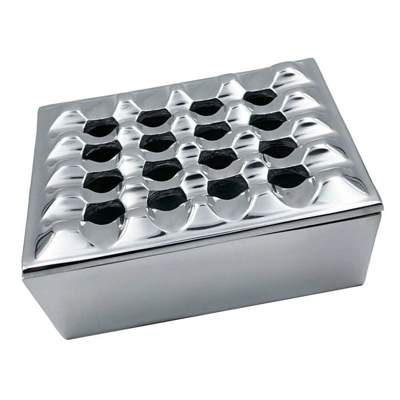 Polished Metal Square Grid Cigar Herf Ashtray - Unique Style