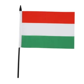 Hungary Table Flag 5'' x 8'' - Hungarian Desk Flag 21 x 14 cm - Black plastic stick and base - AZ FLAG