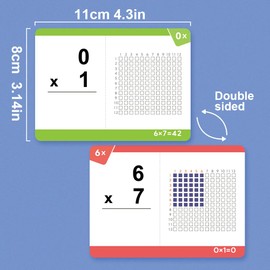 Lachilly Multiplication Flash Cards 0-12, All Facts 0-12 Times Table Flashcards, Double-Side Math Teaching Resources for Perschool Primary School Supplies, Set of 85 Cards