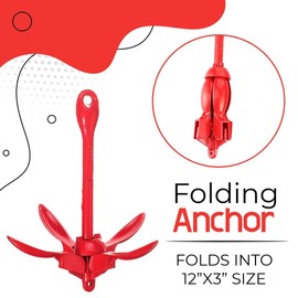 Anchor-Man 3.5 LB Folding Kayak Complete Grapnel Anchor - 10L Storage Kayak Anchor - Mushroom Anchor, Jet Ski Anchor Kit with 25 Feet Rope | Ideal for Boats, Paddle Board Anchor and Fishing