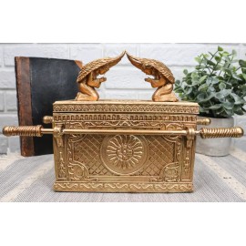 Golden Judaic Ark Of Covenant Model With Contents Decorative Box Sculpture