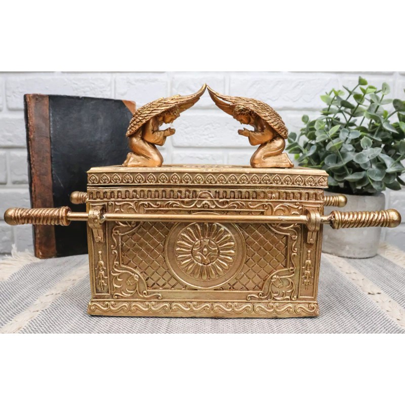 Golden Judaic Ark Of Covenant Model With Contents Decorative Box