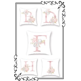 Inception Pro Infinite Cushion Cover - 45 x 45 cm - Letter K - Alphabet - Name - Initial - Sofa - Bed - Home - Bedroom - Rose - Flowers - White