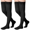 Sosation 2 Pairs Zipper Compression Socks Thigh High 20-30 Mmhg