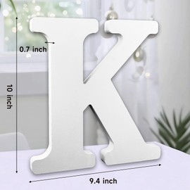 AOCEAN 10 Inch White Big Wood Letters, Unfinished Wooden Letters for Wall Decor Decorative Standing Letters Slices Sign Board Decoration for Craft Home Party Projects (K)