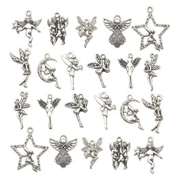 66 pcs Antique Silver Bulk Wings Fairy Tibetan Angel Charms for Pendants Crafts Supplies Keyring Jewellery Findings for DIY Necklace Bracelet Jewellery Making Accessory WM151
