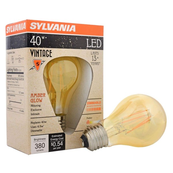 LEDVANCE 75347 Sylvania Vintage LED Bulb, Amber Finish
