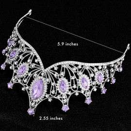 TAROSE Purple and Silver Crowns for Women and Girls, Queen Crystal Tiaras with Purple Rhinestone, Goddess Crown for Wedding Bride Birthday Princess Bridal Shower Hair Accessories for Women