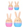 Wood Rabbit Family Figures Handcraft Decoration Ornament for Living Room